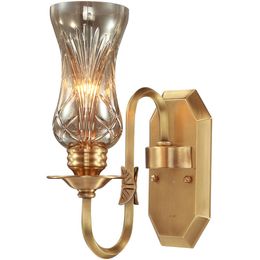 American Loft Copper Living Room Wall Lamp Vintage Tawny Glass Shade Bedroom Bedsides Wall Sconces Corridor Stair Case Hallway Wall Lighting