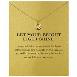 Fashion Necklaces Moon Sun Pendant Necklace Gold Silver Colors Alloy Pendants With Gift Card Fashion Jewelry