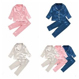 Kids Designer Clothing Sets Baby Cotton Silk Cardigan 2Pcs Set Girls Solid Color Button Long Sleeve Pants Outfits Boutique Clothing ZYQA471