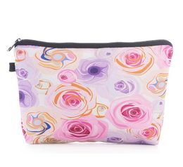 Cosmetic Bag Women Polyester Floral Printing Large Capacity Solid Protable Clutch Bag