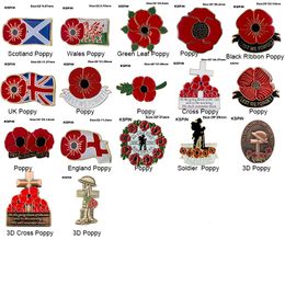 poppy pins badges UK - Red Poppy Badges Lest We Forget Pin Enamel Brooch Metal Remember Them Badge All Gave Some 10Pcs