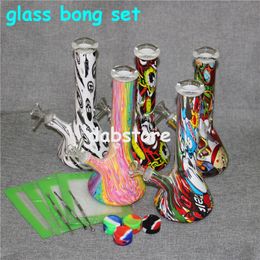 beaker base water pipes hot selling glass bongs ice catcher thickness glass for smoking 15" bongs with silicone dab pad silicone jar
