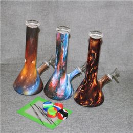 hot sale New Design Bongs Glass Water Pipes Bongs Pyrex Water Bongs with Colourful Lips 14mm Joint Beaker Bong Water Pipes Oil Rigs