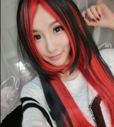 lolita charm UK - WIG Free Shipping Details about Long Charm Lolita Color Mixed black and red Straight Anime Cosplay wig hair
