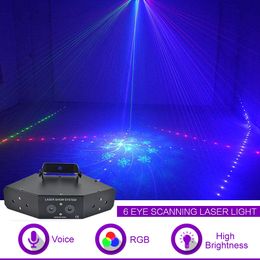 Sharelife 6 Eyes RGB DMX Gobos Mix Beam Network Laser Scanning Light Home Gig Party DJ Stage Lighting Sound Auto BX6