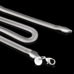 6 mm Schlangenkette aus 925er Sterlingsilber für Männer und Frauen, flache, glatte Karabinerverschlüsse, dicke Ketten, 40,6–61 cm, passend für DIY-Anhänger-Charm-Schmuck