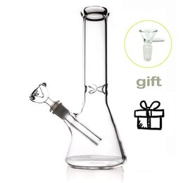 11.2" glass beaker bong tube clear glass water pipe bongs with ice catcher downstem two pcs 14mm bowl for smoke cigarette herb