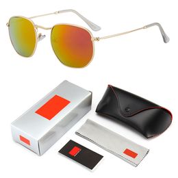 Wholesale-Sunglasses Women Brand Designer Small Frame Polygon Sunglasses Men Vintage Sun Glasses Hexagon Metal Frame with logo and box