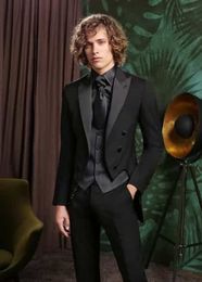 Tailcoat/Morning Style Groomsmen Peak Lapel Groom Tuxedos Men Suits Wedding/Prom/Dinner Best Man Blazer ( Jacket+Pants+Tie+Vest) G273