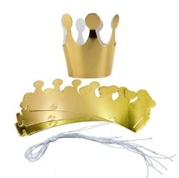 2022 sombreros de papel para cumpleaños Niños adultos feliz cumpleaños papel corona sombreros gorra príncipe princesa corona fiesta decoración para niño niña plata oro rojo corona