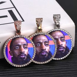 Hip Hop Custom Photo Memory necklace For Men Women Bling iced out Cubic Zircon Medallions Solid Pendant chains Personalised Jewellery Gift