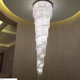 Free shipping NEW modern long spiral chandelier crystal lamp Dia60*H300cm lustre staircase lighting fixtures MYY