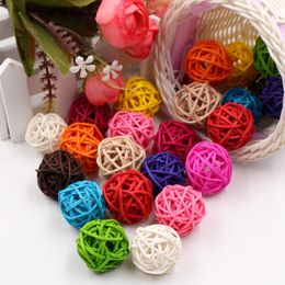 50Pcs/lot 3cm Artificial Straw Ball For Birthday Party Wedding Decoration Rattan ball Christmas Decor Home Ornament Supplies