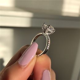 Unique Promise Ring 925 sterling Silver Cushion cut 1ct 5A Zircon cz Party Wedding Band Rings For Women Jewelry