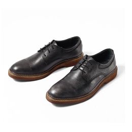 Formal Business Leather Men Genuine Oxfords Dress Suit Brand Bullock Thick Sole Lace-Up Wedding Party Shoes E35 956