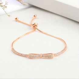 Charms Fashion Chain Bowknot Sterling Silver Bracelet Ladies Cubic Zircon Bracelets Female Women Jewelry