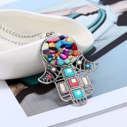 Wholesale- European and American jewelry retro palm Pendant Necklace simple fashion sweater chain