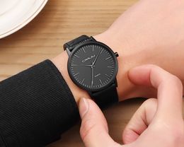 New Fashion Mens Watches CRRJU Brand Luxury Men Black Casual Quartz Wrist Watch Male Ultra Thin Leather Strap Clock erkek saat262C