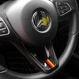 Car styling Sticker For Mercedes C Class W204 W205 W211 W203 GLA Carbon Fibre car modification interior Steering Wheel Emblem Auto Accessories