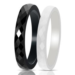 New Mode Style Black And White Ring Cut Wide Light Ceramic Rings For Women Cut Surface Jewellery Fashion Women Ring