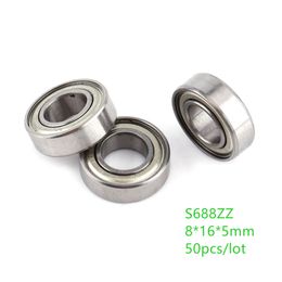 50pcs Free shipping 8x16x5mm S688ZZ S688 ZZ Miniature Mini ball bearing Stainless steel Deep Groove Ball Bearings 8*16*5mm
