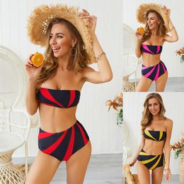 Biquinis Set 2020 High Waist Red Swimsuit Sexy Bikini Women Brazilian Swimwear Push Up Print Top Plus Size Bottom Bikini Set Bathing Wear