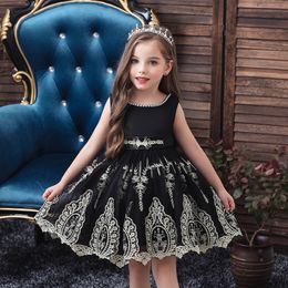 2020 vintage Girls Pageant Dresses ball gown Gold Beads Crystals Top Long Toddler Kids Formal Party Prom Gowns Flower Girl wedding clothes