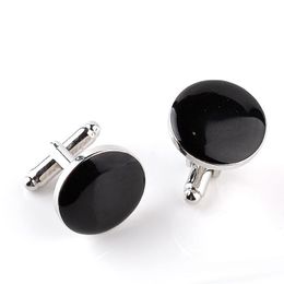 New Designers Fashion Classic Mens Buttons Cufflinks Enamel Black White Round Business Casual Shirt Cuff Links Luxury Jewellery