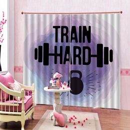 Bedroom Curtain Promotion Purple Colourful Letters Effect Map 3d Digital Printing HD Practical Beautiful Curtains