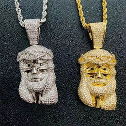 18K Gold Plated Jesus Necklace Pendant Gold Plated Iced Out Full Zircon Mens Hip Hop Jewellery Gift