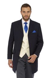 Black Long Groom Tuxedos Four Button Groomsman Wedding 3 Piece Suit Fashion Men Business Prom Jacket Blazer(Jacket+Pants+Tie+Vest) 2662