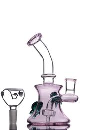 Real Picture Pink Turple Glass Bongs Small Braker Bong with 14 mm joint Bowl Recycler Dab Rig