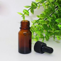 Glass Dropper Bottle Wholesale 10ml Amber Essential Oil Bottles with Black Caps 10 ml Glass Liquid Reagent Pipette Container