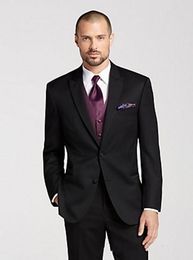 New High Quality Two Button Black Groom Tuxedos Peak Lapel Groomsmen Best Man Suits Mens Wedding Suits (Jacket+Pants+Vest+Tie) 740