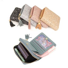 New Fashion Bling Credit Card Wallet Women Pu Leather Business ID Bus Card Coin Money Purse Bags Pouch