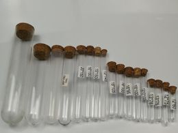 10000pcs Plastic Test Tube With Cork Stopper 4-inch 15x100mm 11ml Clear ,Food Grade Cork Approved , Pack 100 , All Size Available #33691