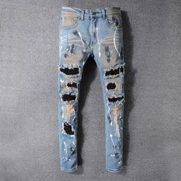 Fashion-Men's Distressed Ripped Skinny Fashion Designer Shorts Slim Motorcycle Moto Biker Causal Mens Denim Pants Hip Hop Jeans Hole