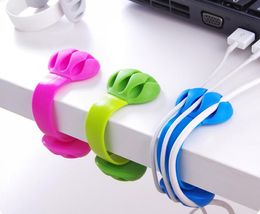 Durable Line Fixer Winder Good Elasticity Mobile Phone Computer Lines Desk Organizer Colorful Wire Cord Cable Holder Clip Hot Sale SN2392
