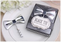 Hot sell black bow tie love red wine bottle opener zinc alloy hotel tableware wedding Favour gift