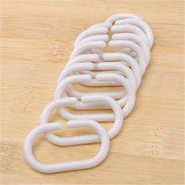 12pcs/pack Shower Curtain Hook Hanger Plastic Ring Bath Drape Loop Clasp