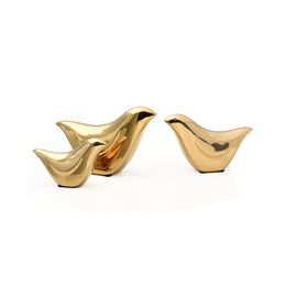 Golden Ceramic Bird Figurines Collectiable Minimalist Decorative Sculptures and Statues Handmade Home Decor Crafts Artware Gifts