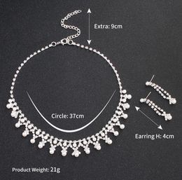 2022 Bling Peals Bridal Jewellery Set Silver White Plated Necklace Pearl earrings Wedding jewellery sets for bride Bridesmaids women3244