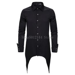 Fashion Black Gothic Steampunk Shirt Men Hipster Evening Party Blouse Victorian Renaissance Prom Shirts Men Camisa Masculina XXL