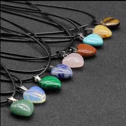 Multicolor Natural Stone Necklace Crystal Heart-shaped Charm Pendant Fashion Hot Creative Women Men Jewellery Designer Necklace Best Gift