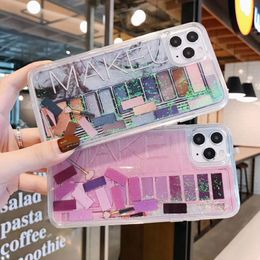 Cosmetic Makeup Box Eyeshadow Palette Liquid Quick Sand Back Cover Dynamic Printed Letter Phone Shell for iPhone 11 Pro Max XS 6s 8