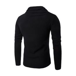 Sweaters WholesaleNew Warm Slim fit Turtleneck Heaps Collar Knit Pullover Mens Sweater Men Black Grey cotton sweaters coat