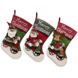 3PCS Christmas Stockings Small Elk Xmas Gift Card Bags Holders Christmas Tree Decorations Xmas Party Ornament