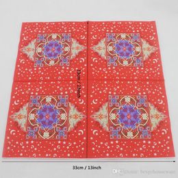 20pcs Pack 33*33cm Ramadan Paper Napkin Moon Printed Kareem Napkins Paper Islam Ramadan Decoration Facial Tissue BC BH1411