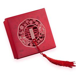 Chinese Style Red Double Happiness Candy Box with Tassel Wedding Decoration Party Favors and Gift for Guests ZC1469