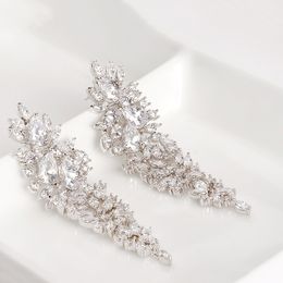 Fashion- Statement Women Dangle Earrings for Luxury Cubic Zirconia Micro Paved Party Jewellry Earrings LUOTEEMI